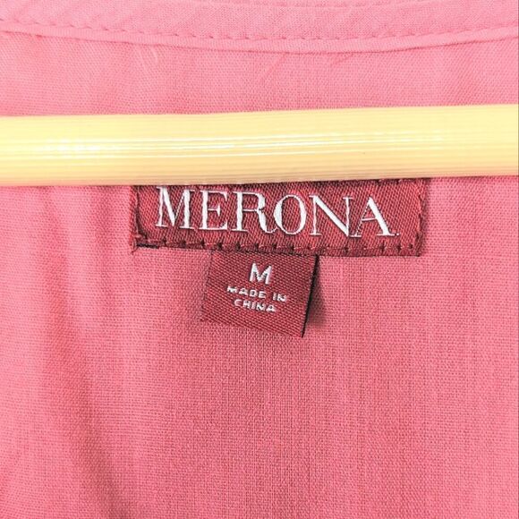 Merona Dark Salmon Tulle Embellished Pleated Shoulder Shift Dress size M - Picture 8 of 9